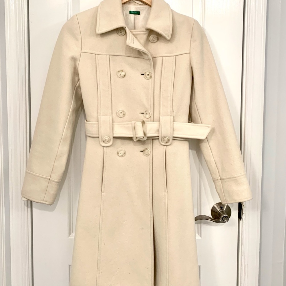Benetton Belted Wool Peacoat